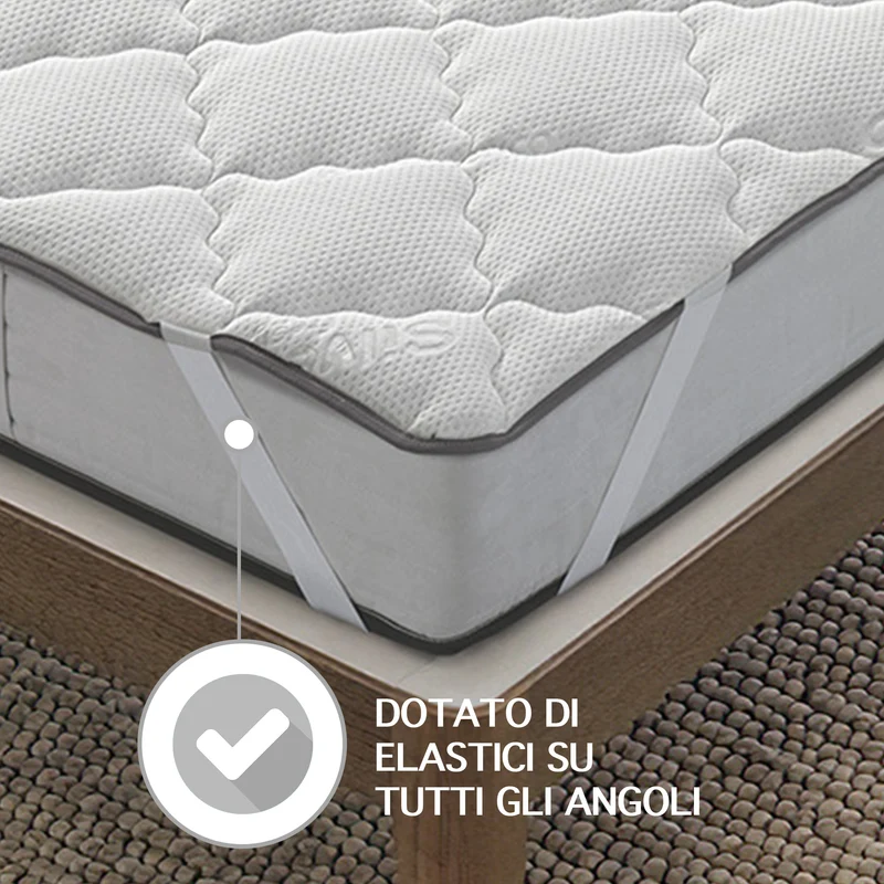 Topper Trapuntato Anallergico con Trattamento Silver Fasce Elastiche Traspirante Made in Italy Il Gruppone