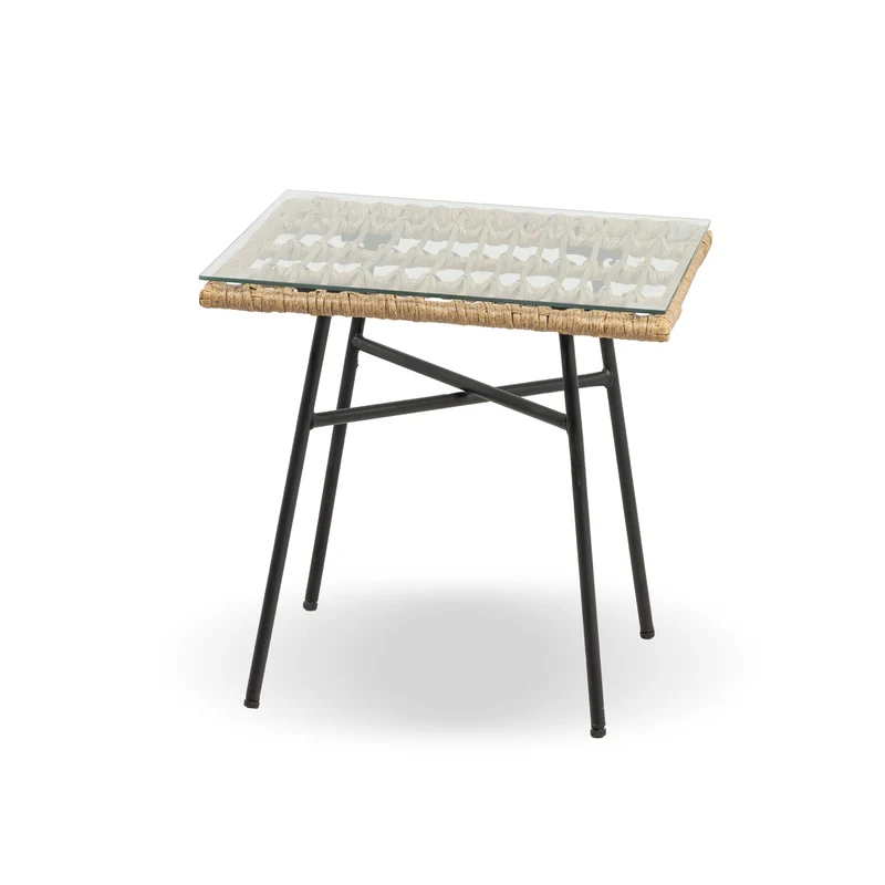 Set Bistrot da Esterno in Rattan con 2 Poltrone e Tavolino con Piano in Vetro e Cuscini Il Gruppone
