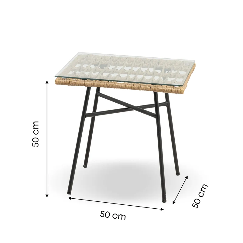 Set Bistrot da Esterno in Rattan con 2 Poltrone e Tavolino con Piano in Vetro e Cuscini Il Gruppone