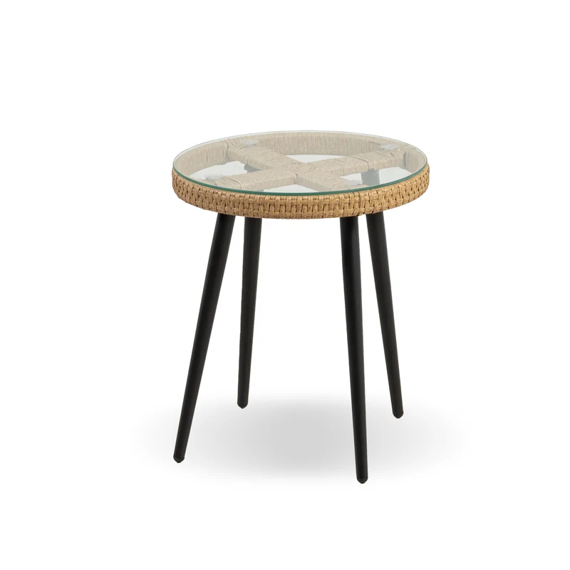 Set Bistrot da Esterno in Rattan con 2 Poltrone e Tavolino con Piano in Vetro e Cuscini Il Gruppone