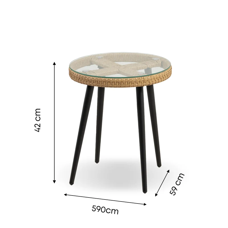 Set Bistrot da Esterno in Rattan con 2 Poltrone e Tavolino con Piano in Vetro e Cuscini Il Gruppone