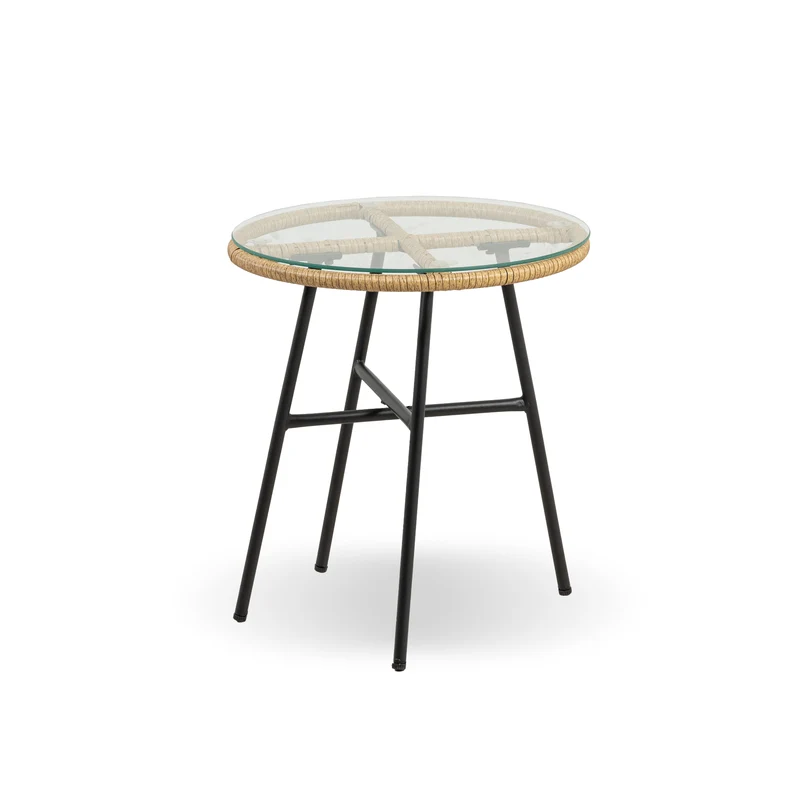 Set Bistrot da Esterno in Rattan con 2 Poltrone e Tavolino con Piano in Vetro e Cuscini Il Gruppone