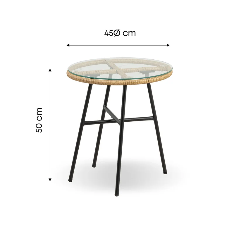 Set Bistrot da Esterno in Rattan con 2 Poltrone e Tavolino con Piano in Vetro e Cuscini Il Gruppone