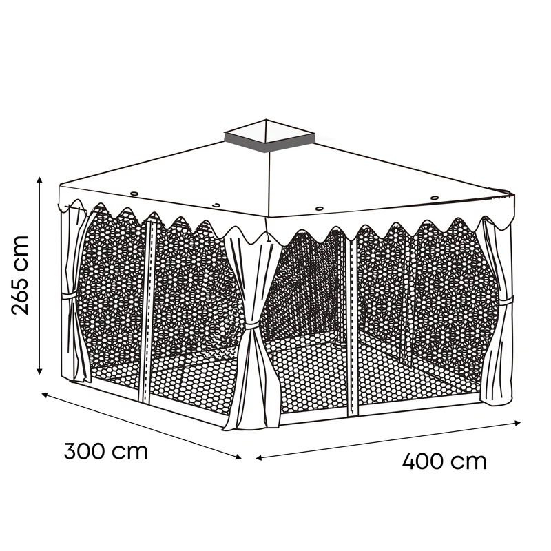 Gazebo Da Giardino 3x4 Mt Struttura In Alluminio E Acciaio Con Pareti Laterali E Zanzariere Il Gruppone