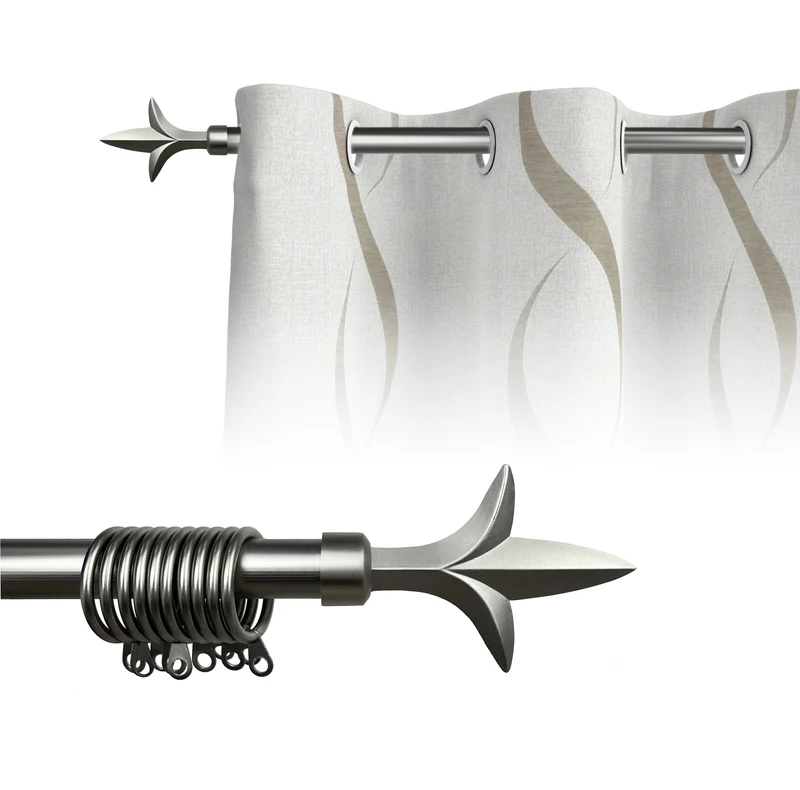 Bastone Per Tenda In Alluminio Estensibile 2 Misure 110/200 Cm 160/300 Cm Vari Terminali Lucidi e Satinati Supporti E Anelli Inclusi Bastoni Per Tende Staffa Tendaggi