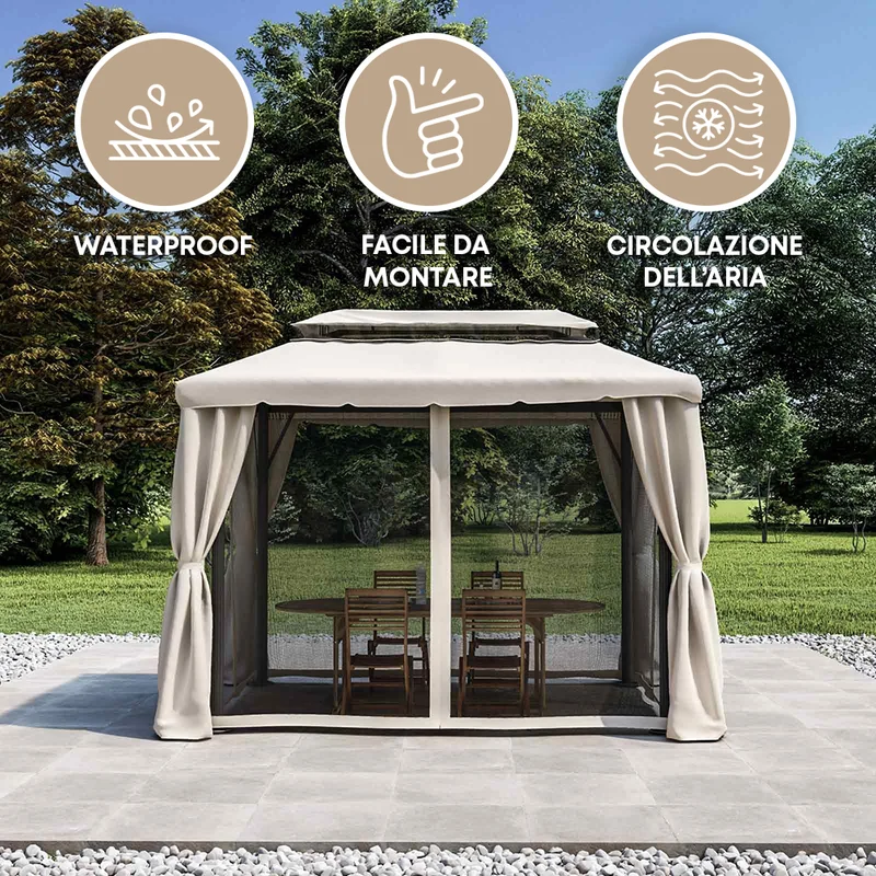 Gazebo Da Giardino Con Zanzariera 3x3 Mt Struttura In Alluminio E Acciaio Il Gruppone