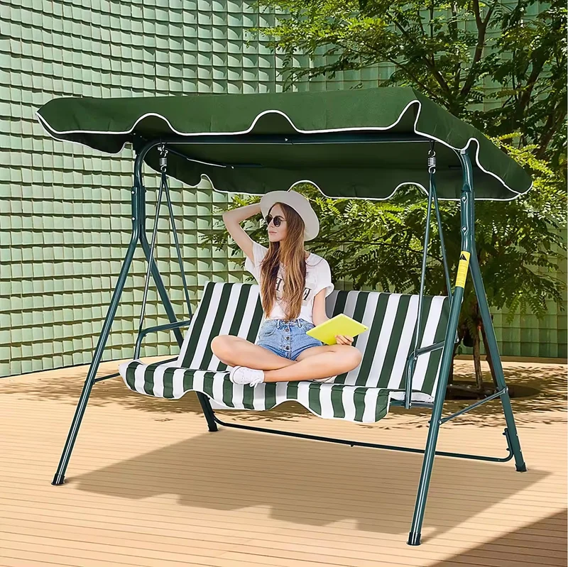 Dondolo Da Giardino 3 Posti Con Tetto Parasole Struttura In Acciaio 170x115x153 Cm Il Gruppone