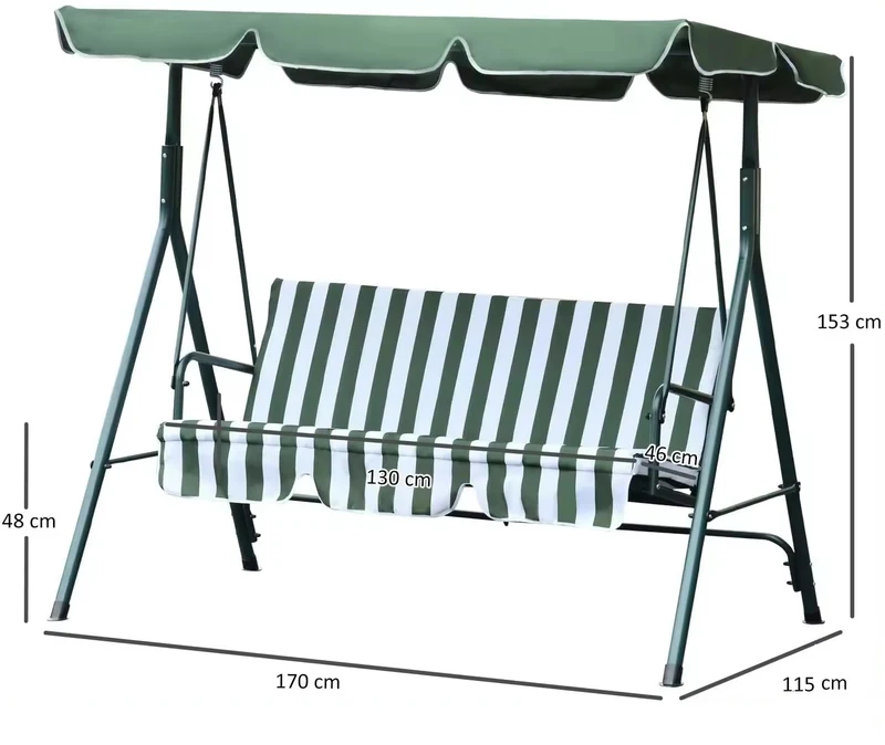Dondolo Da Giardino 3 Posti Con Tetto Parasole Struttura In Acciaio 170x115x153 Cm Il Gruppone