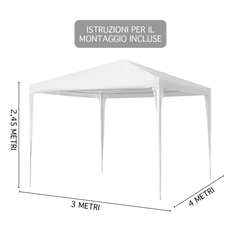 Gazebo 3 x 4 M Impermeabile Uv Struttura Acciaio Antiruggine Il Gruppone