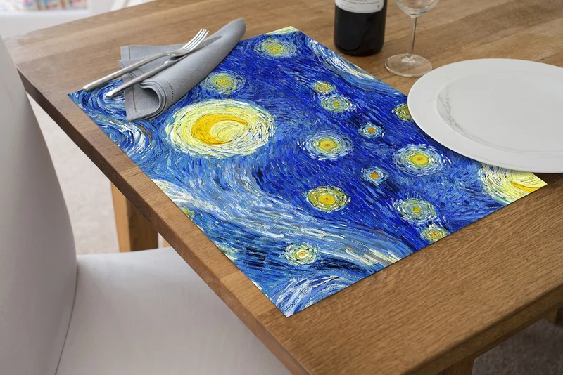Tovagliette Americane in pvc Set di 2/4/6/8 pz da Tavola Disegno Impressionismo antiscivolo in Vinile anche per Hotels, Bar e Ristoranti