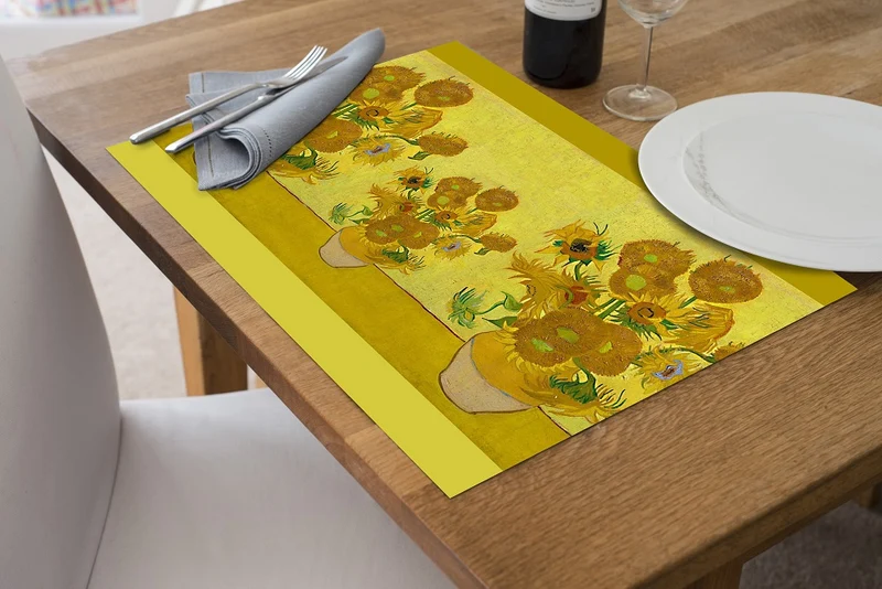 Tovagliette Americane in pvc Set di 2/4/6/8 pz da Tavola Disegno Impressionismo antiscivolo in Vinile anche per Hotels, Bar e Ristoranti