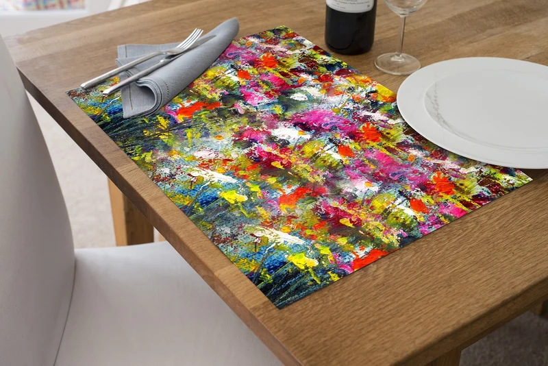 Tovagliette Americane in pvc Set di 2/4/6/8 pz da Tavola Disegno Impressionismo antiscivolo in Vinile anche per Hotels, Bar e Ristoranti