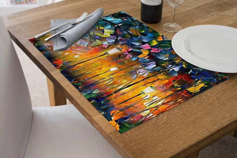 Tovagliette Americane in pvc Set di 2/4/6/8 pz da Tavola Disegno Impressionismo antiscivolo in Vinile anche per Hotels, Bar e Ristoranti