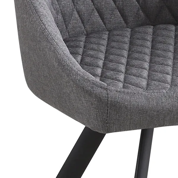 Set da 4 sedia moderna rivestita in tessuto grigio gambe in metallo cm 55x55x87h