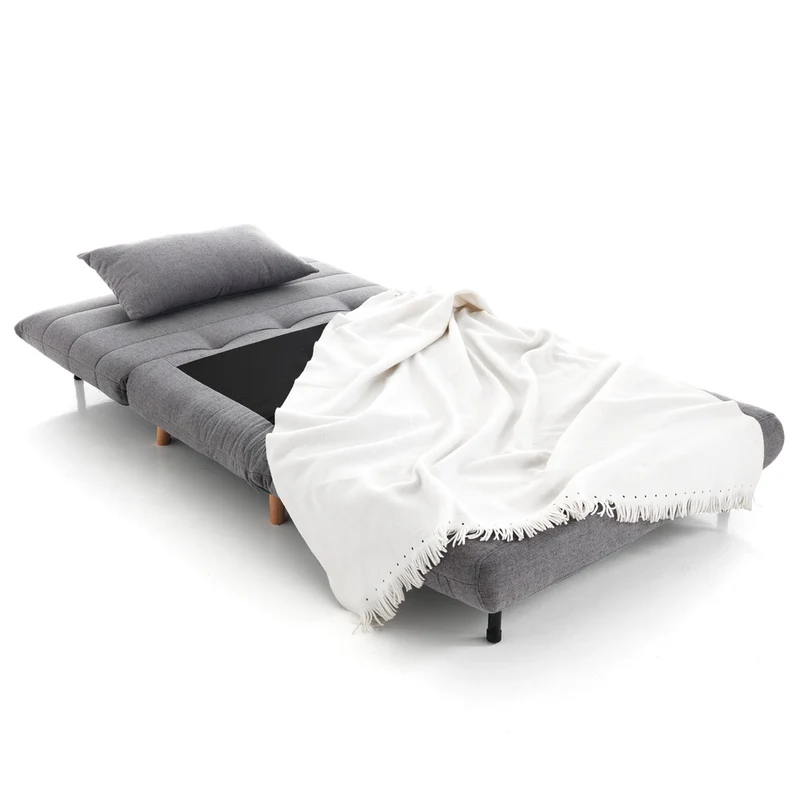 Poltrona letto design con apertura frontale rivestita in tessuto grigio cm 105x85x80h