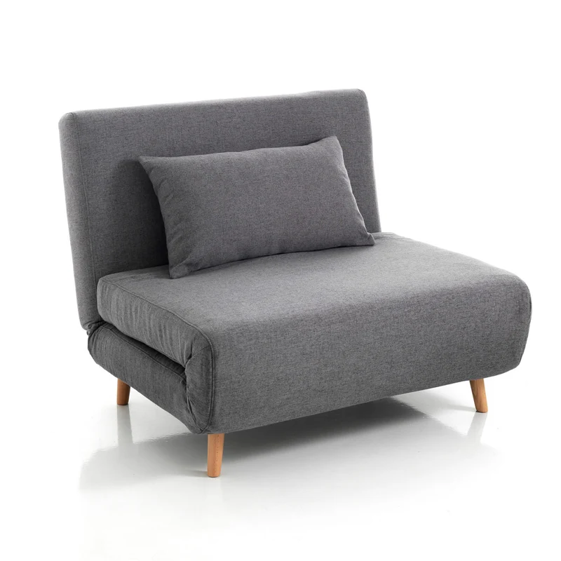 Poltrona letto design moderno in tessuto grigio apertura frontale cm 100x85x80h