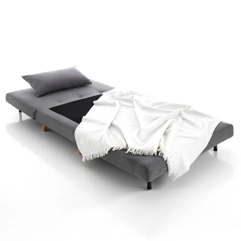 Poltrona letto design moderno in tessuto grigio apertura frontale cm 100x85x80h
