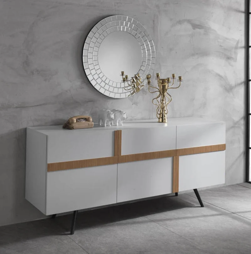 Madia moderna da soggiorno con ante e ripiani cm 180x50x85h - vari colori