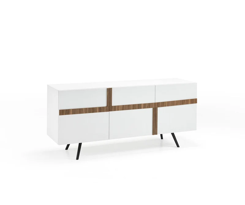Madia moderna da soggiorno con ante e ripiani cm 180x50x85h - vari colori