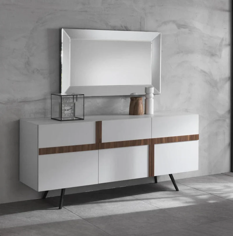 Madia moderna da soggiorno con ante e ripiani cm 180x50x85h - vari colori