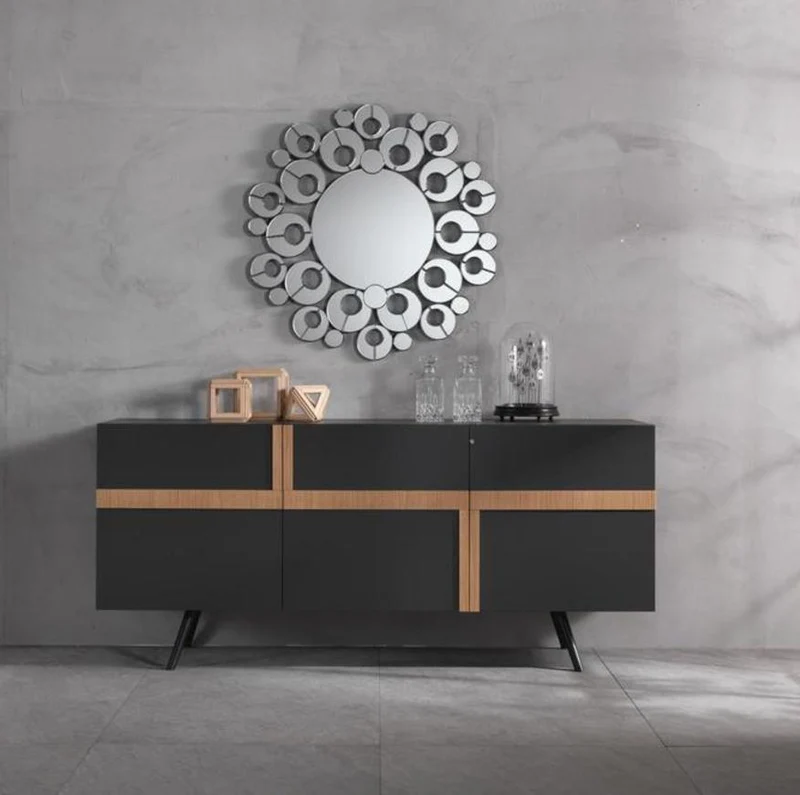 Madia moderna da soggiorno con ante e ripiani cm 180x50x85h - vari colori