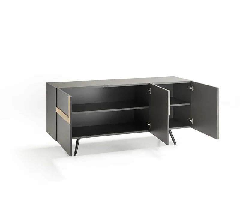 Madia moderna da soggiorno con ante e ripiani cm 180x50x85h - vari colori