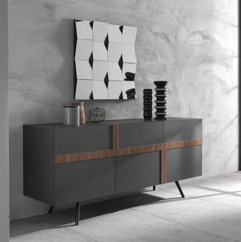 Madia moderna da soggiorno con ante e ripiani cm 180x50x85h - vari colori
