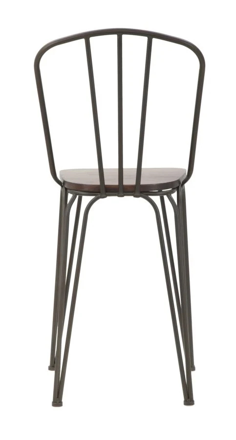 Set da 2 Sgabello alto per bar stile industrial in ferro e legno di olmo cm 54x45x102h