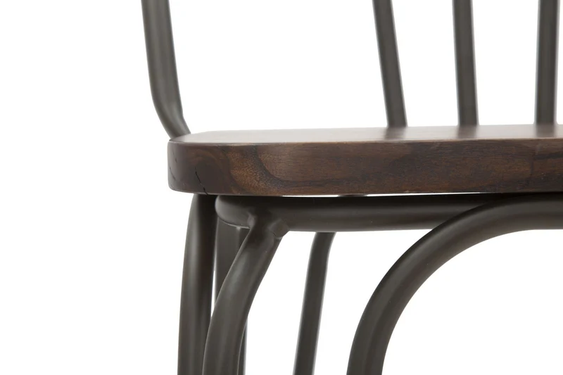 Set da 2 Sgabello alto per bar stile industrial in ferro e legno di olmo cm 54x45x102h