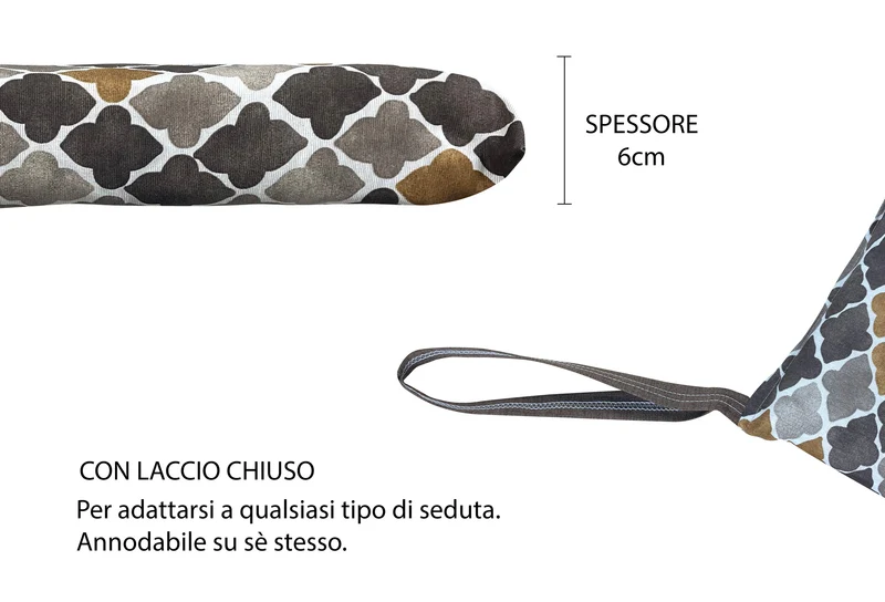Set Cuscini per Sedia Imbottiti 6 cm con Lacci 4 Punti in Cotone 40x40 Made in Italy Il Gruppone
