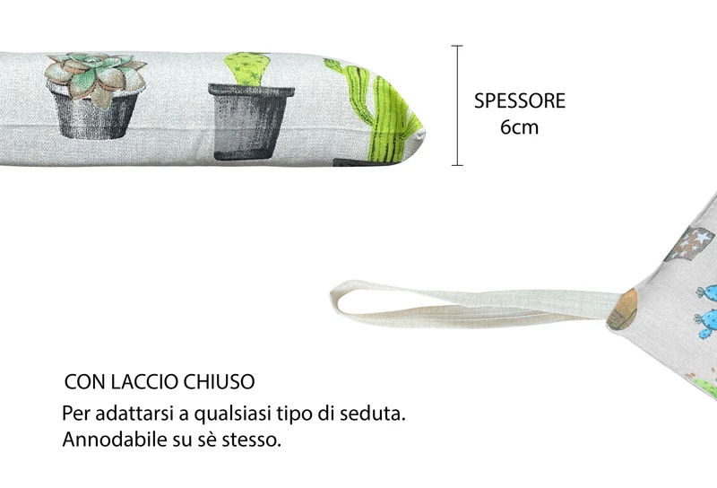Set Cuscini per Sedia Imbottiti 6 cm con Lacci 4 Punti in Cotone 40x40 Made in Italy Il Gruppone