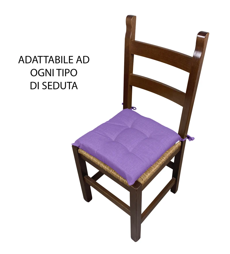 Set Cuscini per Sedia Imbottiti 6 cm con Lacci 4 Punti in Cotone 40x40 Made in Italy Il Gruppone