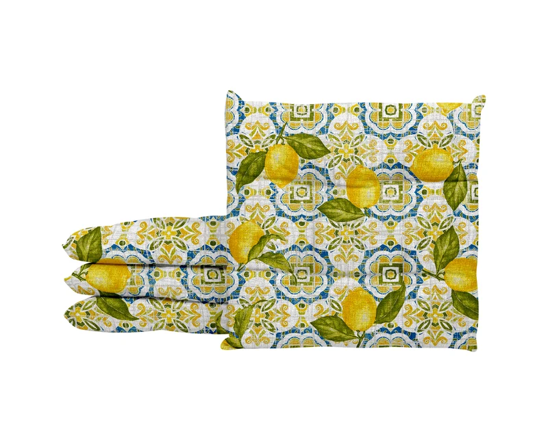 Set Cuscini per Sedia Imbottiti 6 cm con Lacci 4 Punti in Cotone 40x40 Made in Italy Il Gruppone