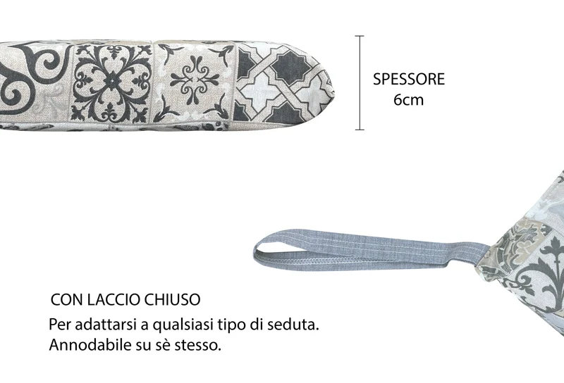 Set Cuscini per Sedia Imbottiti 6 cm con Lacci 4 Punti in Cotone 40x40 Made in Italy Il Gruppone