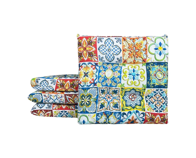 Set Cuscini per Cucina 40x40 in Cotone Imbottiti 6 cm con Lacci 4 Punti Made in Italy Il Gruppone