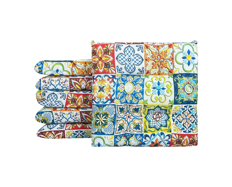 Set Cuscini per Cucina 40x40 in Cotone Imbottiti 6 cm con Lacci 4 Punti Made in Italy Il Gruppone