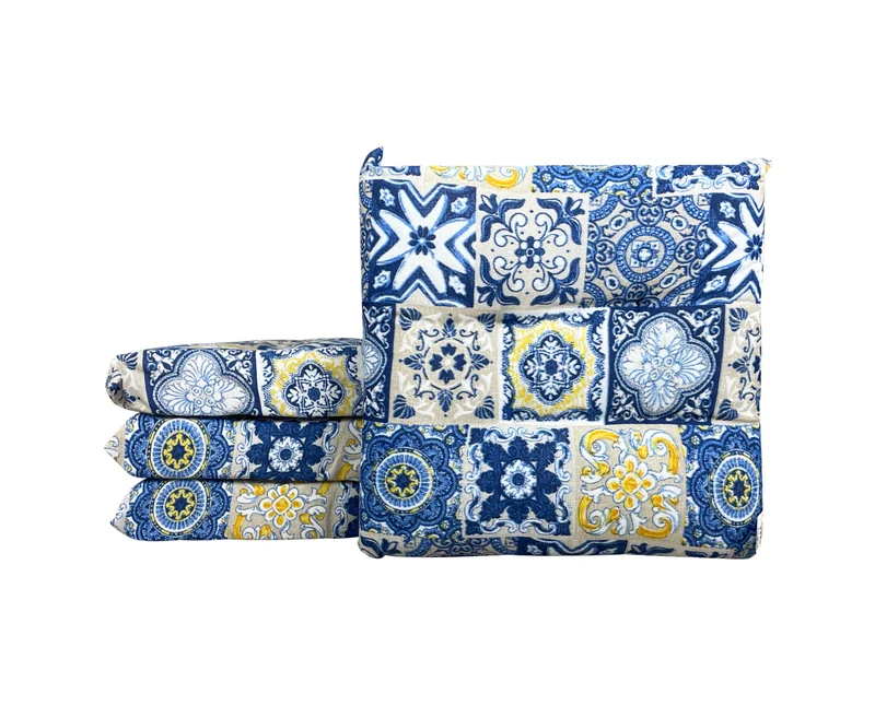 Set Cuscini per Cucina 40x40 in Cotone Imbottiti 6 cm con Lacci 4 Punti Made in Italy Il Gruppone