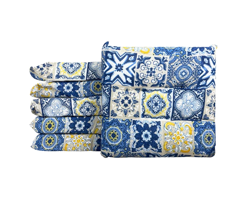 Set Cuscini per Cucina 40x40 in Cotone Imbottiti 6 cm con Lacci 4 Punti Made in Italy Il Gruppone