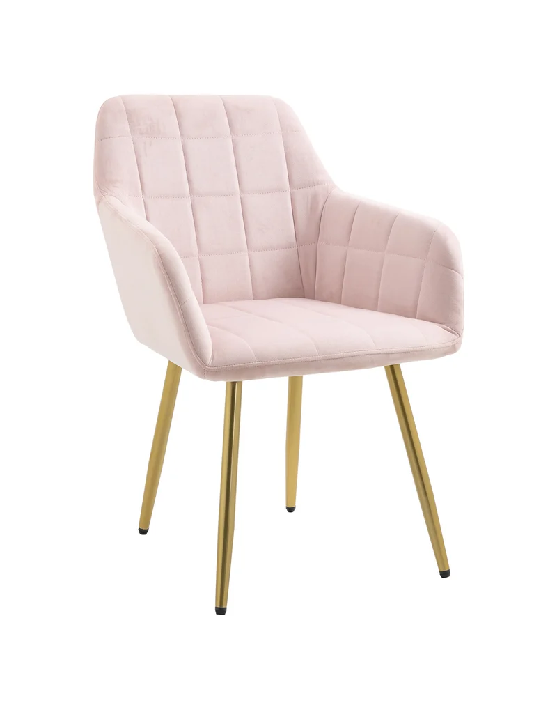 Poltroncina Classica con Braccioli per Camera da Letto in Velluto Design Moderno, con Gambe in Metallo Modello Odette