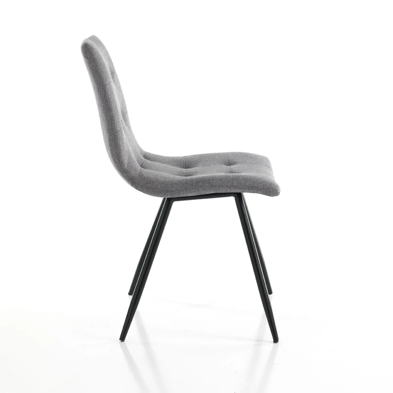 Set da 4 sedia imbottita in tessuto grigio gambe in metallo cm 46x57x88h
