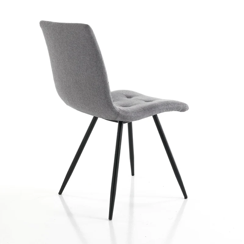 Set da 4 sedia imbottita in tessuto grigio gambe in metallo cm 46x57x88h