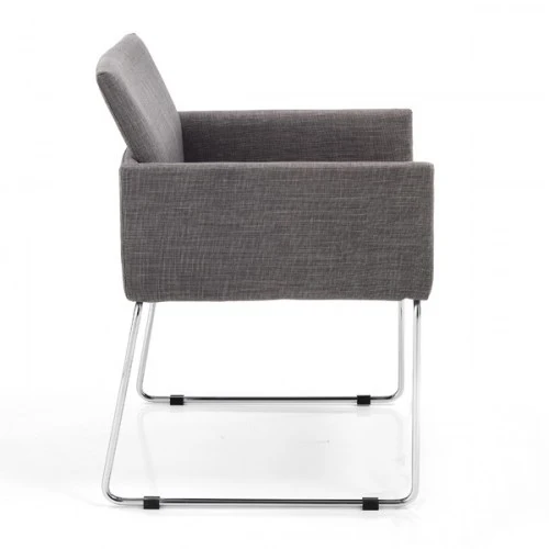 Set da 2 poltroncina design moderno struttura in metallo rivestimento in tessuto grigio