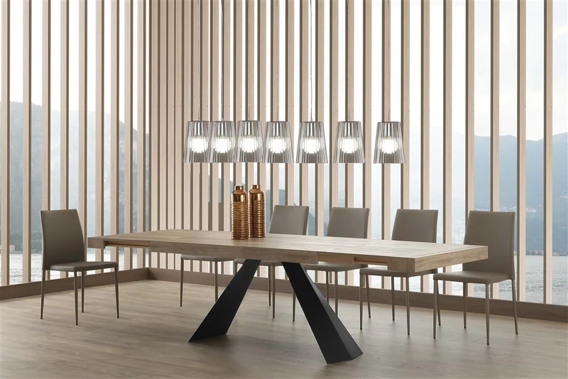 Ragnar - Tavolo moderno allungabile in legno e metallo colore rovere nodato - vari modelli
