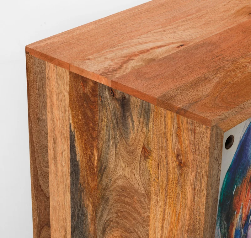 Madia moderna con ante scorrevoli in legno di mango ritratto di donna cm 160x45x85h