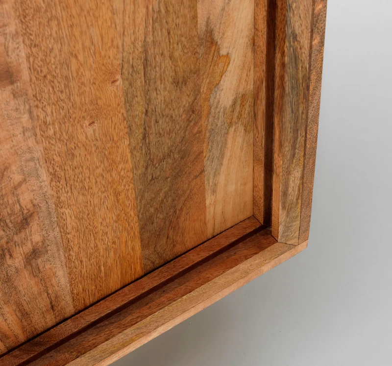 Madia moderna con ante scorrevoli in legno di mango ritratto di donna cm 160x45x85h
