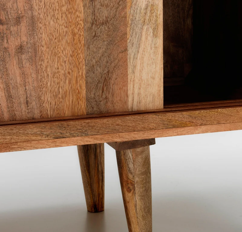 Madia moderna con ante scorrevoli in legno di mango ritratto di donna cm 160x45x85h