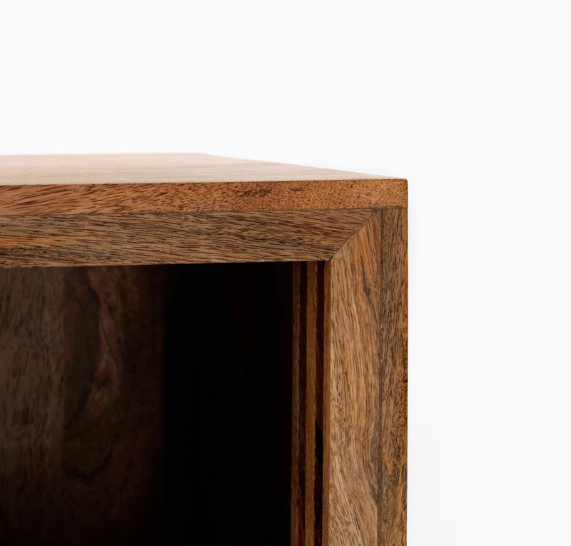 Madia moderna con ante scorrevoli in legno di mango ritratto di donna cm 160x45x85h