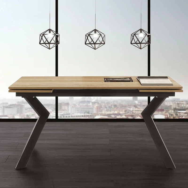 Tokio - Tavolo design moderno allungabile piano in legno gambe in metallo cm 160/240x90x77h - vari colori