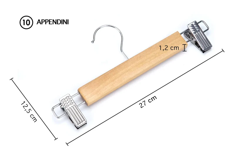 Grucce In Legno Naturale Con Clip Regolabili 10 Pezzi Appendino Armadio Il Gruppone