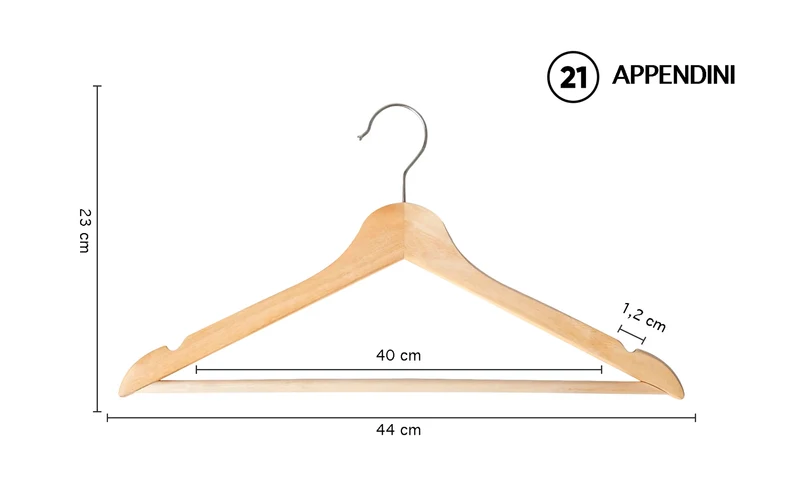 Grucce In Legno Naturale 21 Pezzi Con Scanalature Su Spalle Appendino Armadio Il Gruppone